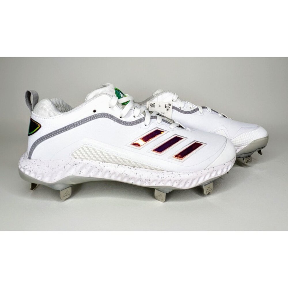 Adidas Icon 6 Bounce ECP Prizm Metal Baseball Cleats White FX4123 -Mens Size 7.5